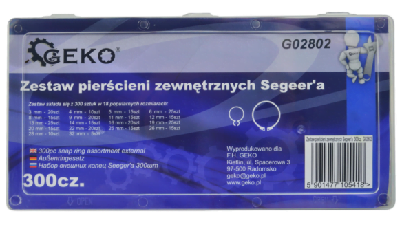 Coffret 300pcs circlips extérieur 3 à 32mm G02802 GEKO POLOGNE – Image 2
