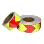 ROULEAU BANDE ADHESIVE REFLECTIVE ROUGE/JAUNE 50mm X 5M