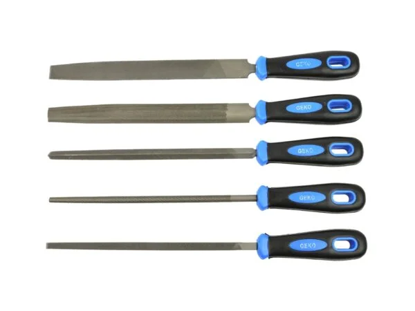 JEU DE 5 LIMES EN ACIER CARBONE 200mm G40071 GEKO POLOGNE