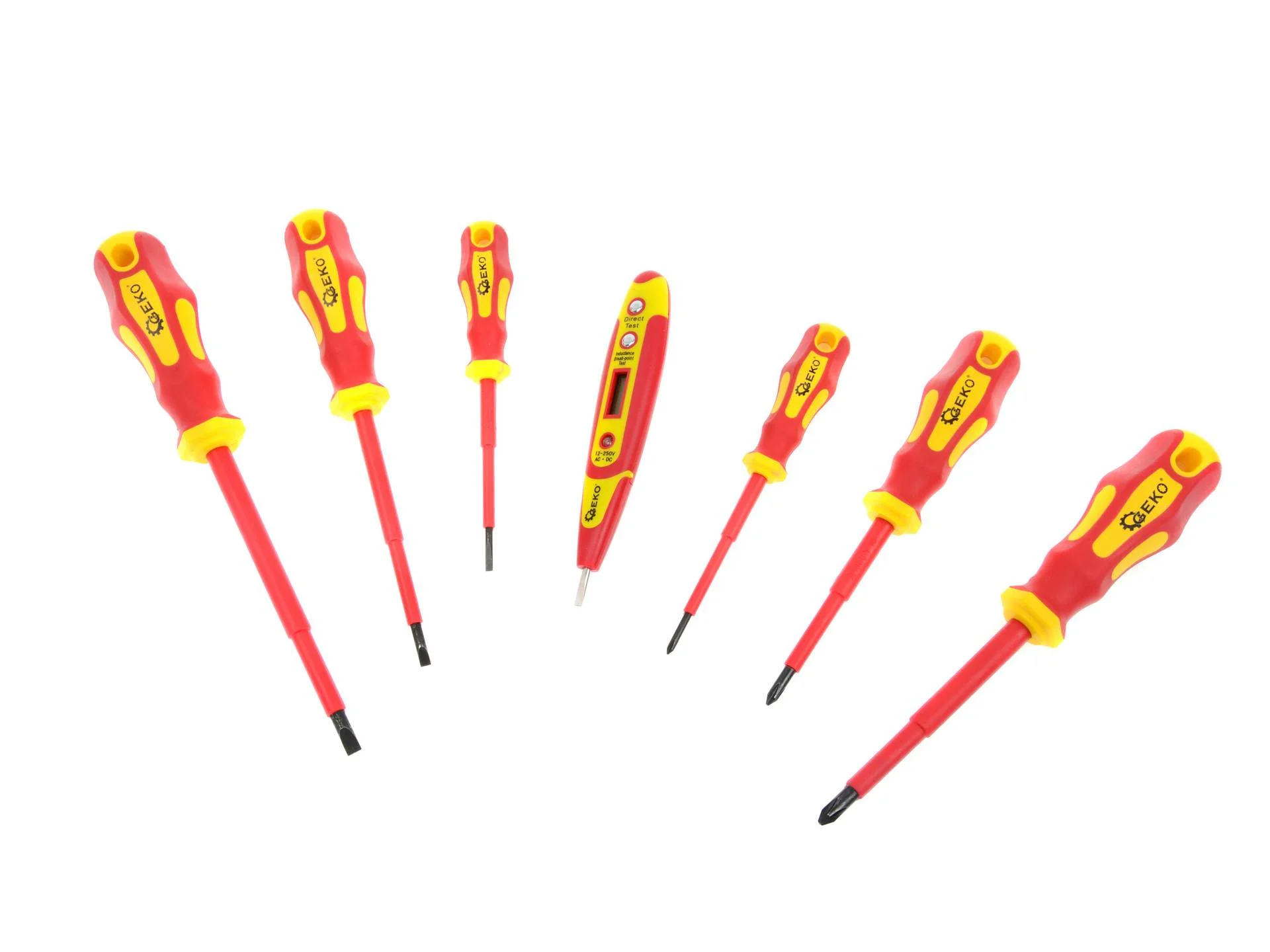 JEU 6 TOURNEVIS ISOLE VDE 1000V + TESTEUR NUMERIQUE G30626 GEKO POLOGNE