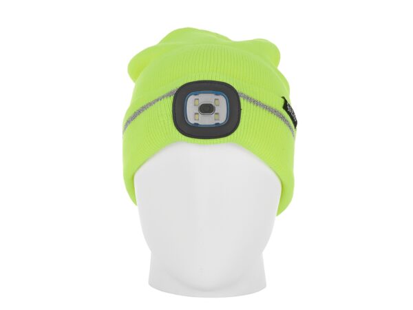 BONNET JAUNE AVEC LAMPE LED RECHARGEABLE BANDE REFLECHISSANTE G90406 GEKO POLOGNE – Image 4