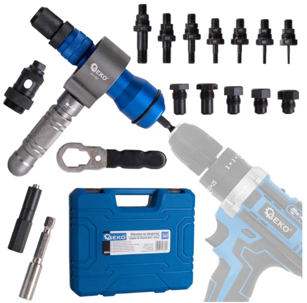 Adaptateur pour perceuse d’écrou à sertir M3-M12 et rivets 2,4 à 6,4mm G01354 GEKO POLOGNE