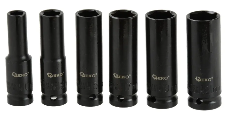 JEU DE 6 DOUILLES LONGUES IMPACT 1/2" 10-21mm G10500 GEKO POLOGNE – Image 2
