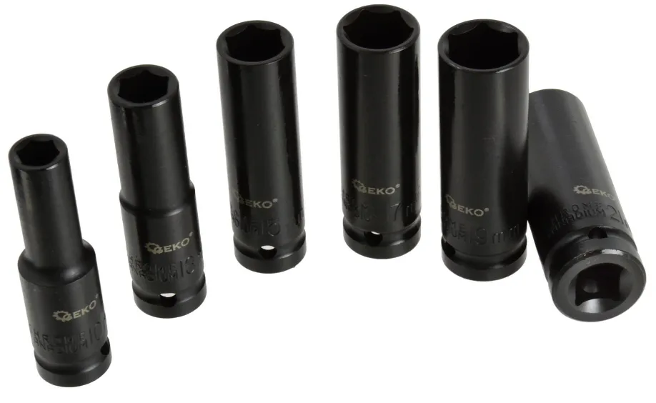 JEU DE 6 DOUILLES LONGUES IMPACT 1/2" 10-21mm G10500 GEKO POLOGNE