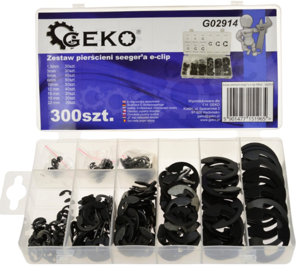 COFFRET ANNEAUX D'ARRET TRUARC 300 PIECES G02914 GEKO POLOGNE