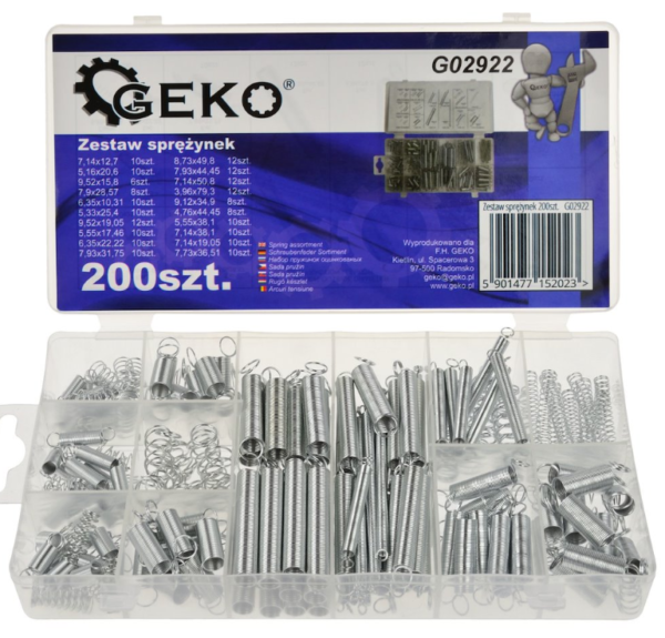 COFFRET RESSORTS TRACTION ET TENSION 200 PIECES G02922 GEKO POLOGNE
