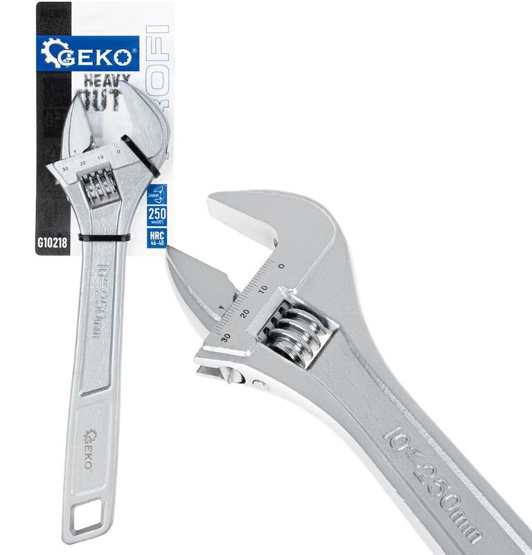 CLE A MOLETTE 10"-250 MM CHROMEE 0-34 MM G10218 GEKO POLOGNE