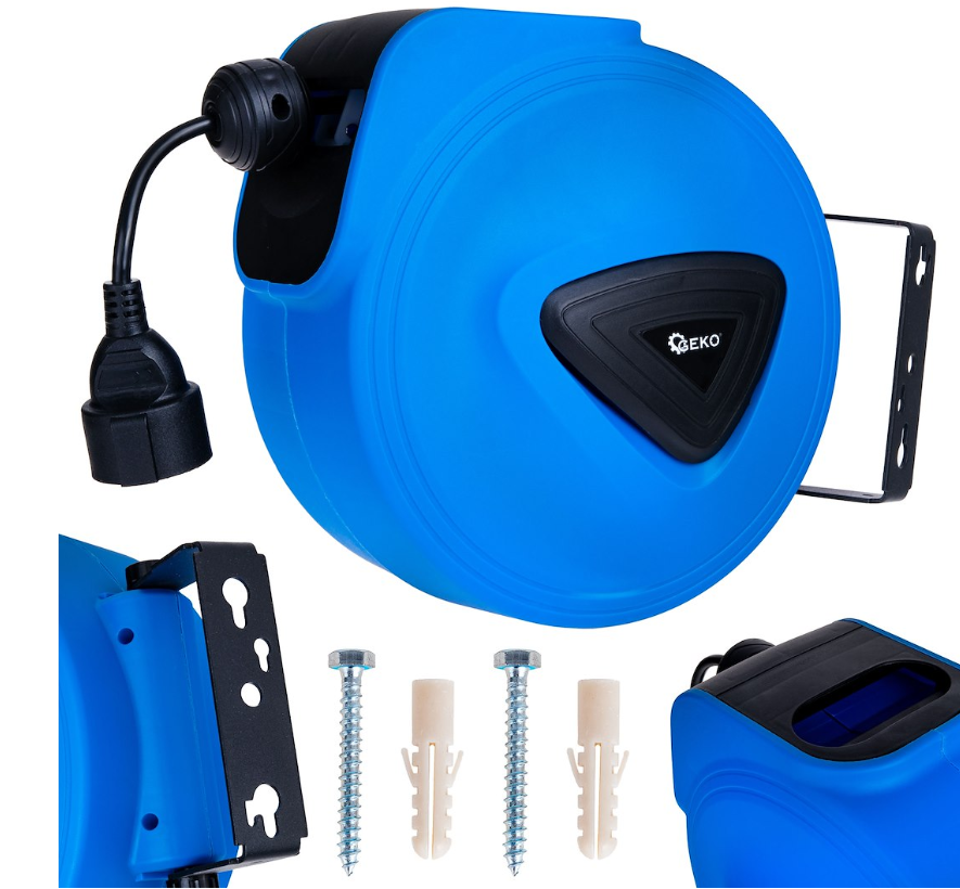ENROULEUR MURAL RALLONGE ELECTRIQUE 15M G17521 GEKO POLOGNE – Image 5