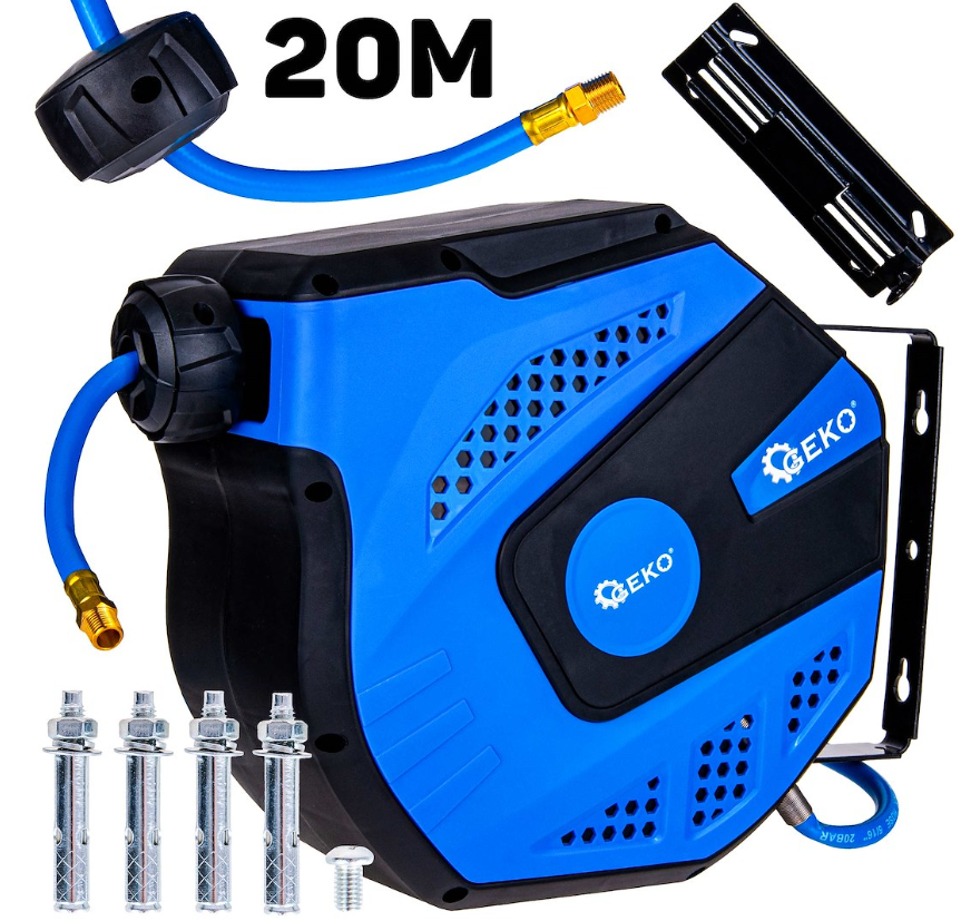 ENROULEUR MURAL 16 BARS 20M TUYAU AIR COMPRIME G03192 GEKO POLOGNE