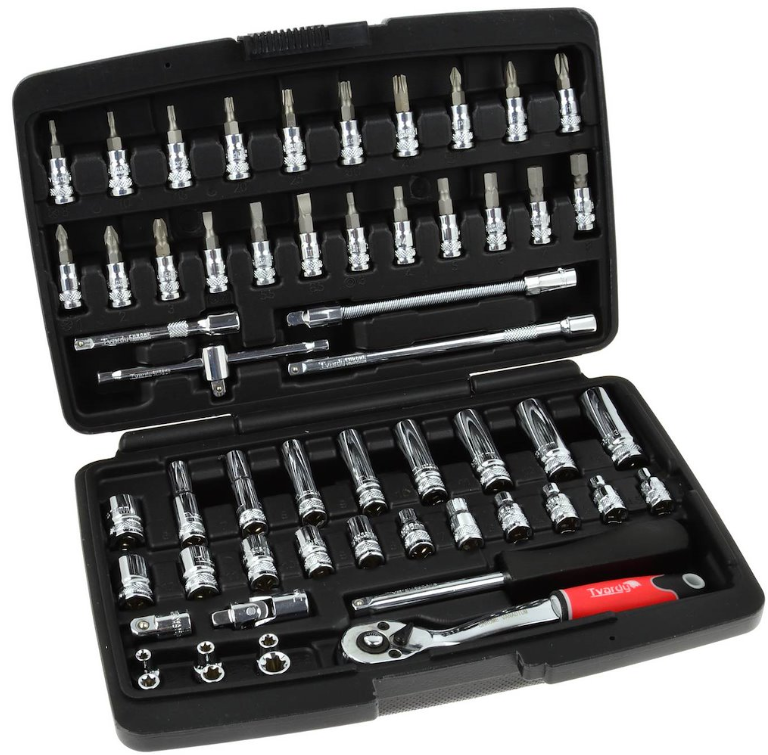 COFFRET CLIQUET, DOUILLES ET EMBOUTS 1/4 56 PCS T00104 TVARDY POLOGNE