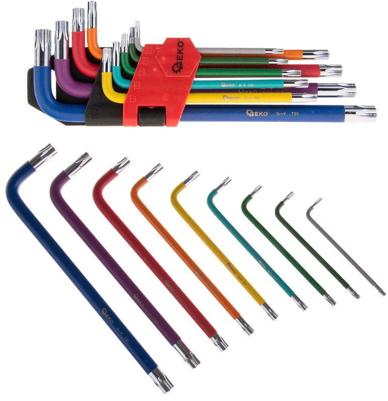 JEU DE 9 CLES MALE TORX LONGUE T10-T50 G01709 GEKO POLOGNE