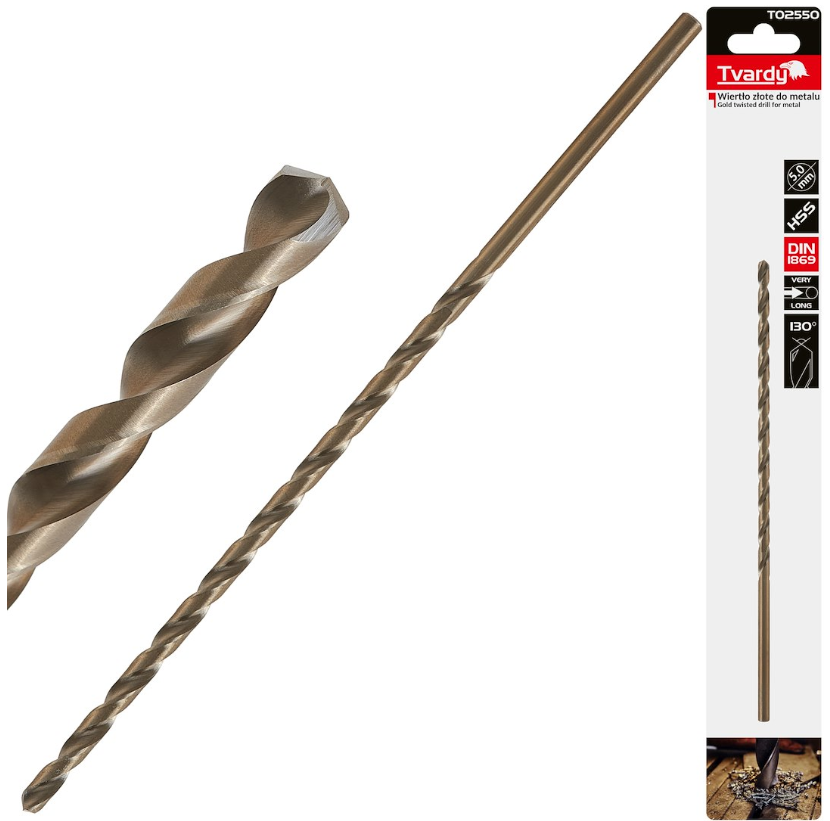 FORET CYL HSS EXTRA-LONG 5X195MM T02550 TVARDY POLOGNE
